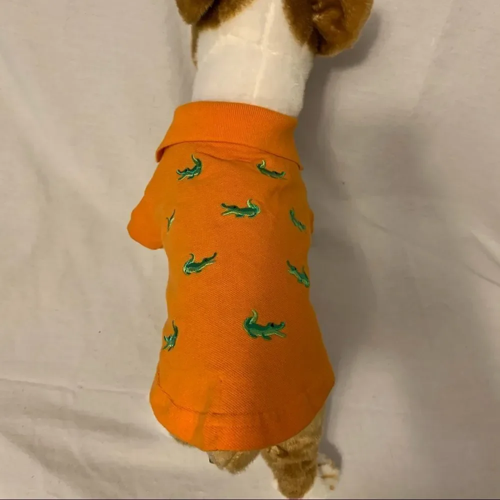 Canine Style Orange Alligator Polo Shirt Sz S/M